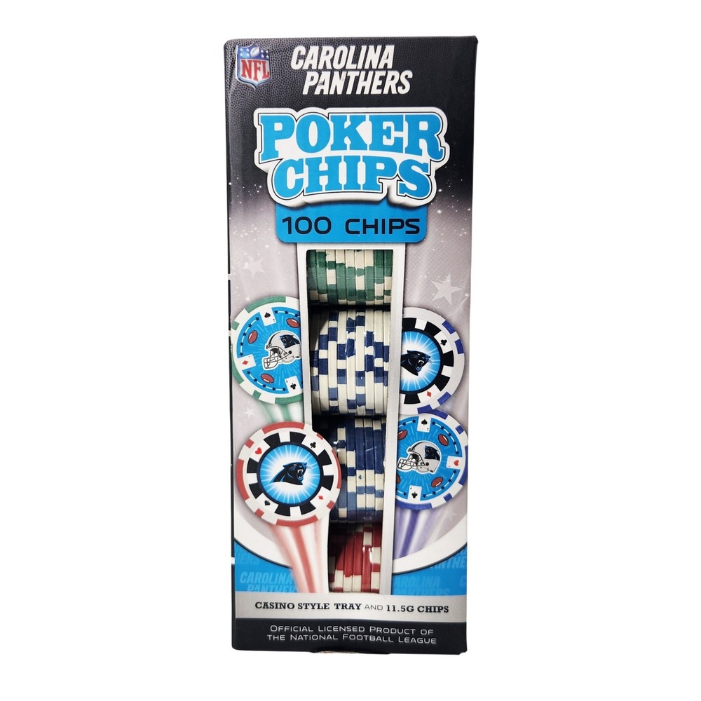 NFL Carolina Panthers Poker Chips 100 Piece Set Casino Style 11.5g‎ MasterPieces